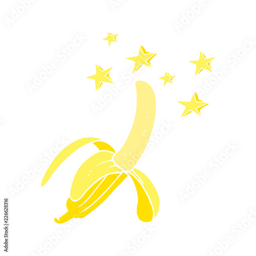 flat color illustration of a cartoon amazing banana