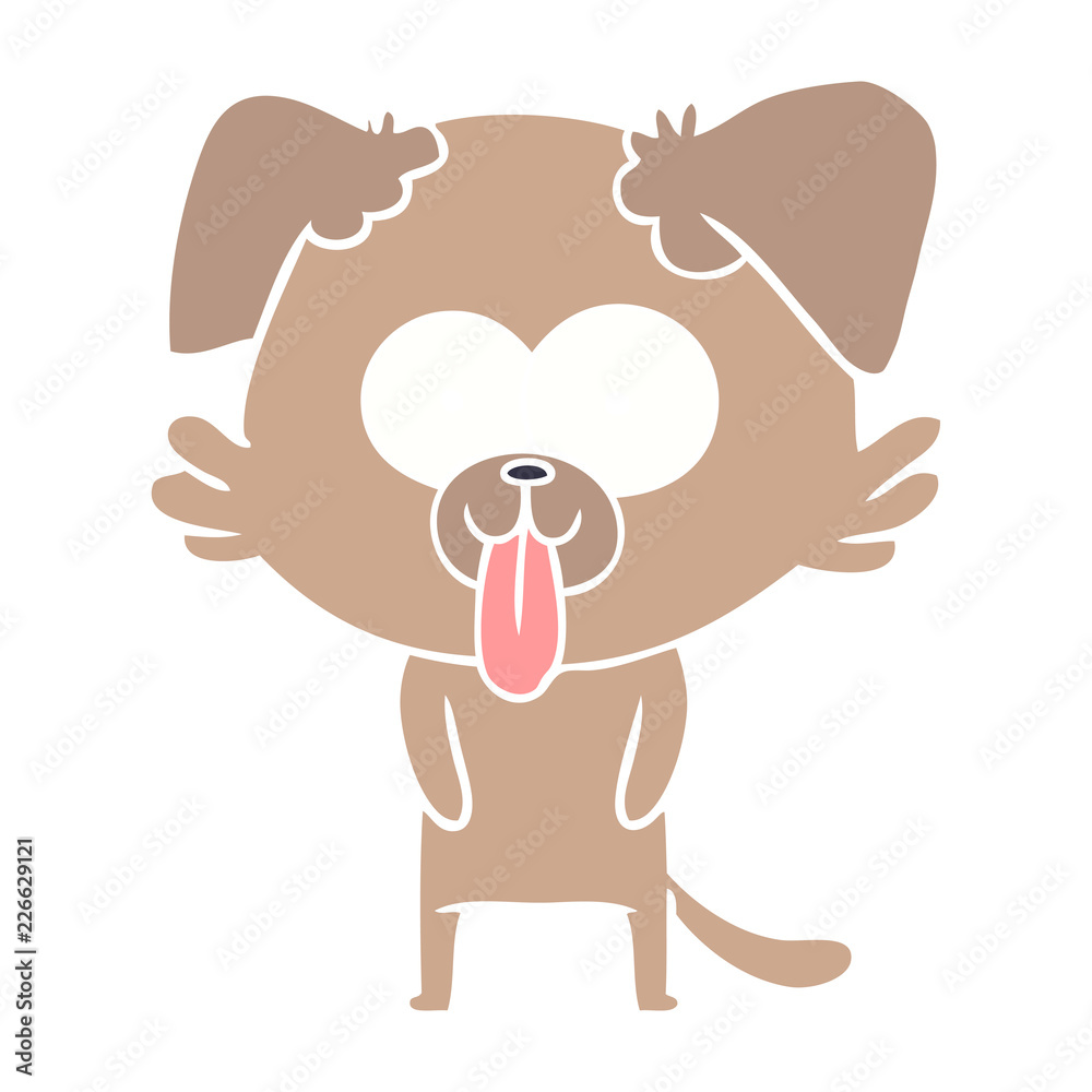 Obraz premium flat color style cartoon dog with tongue sticking out