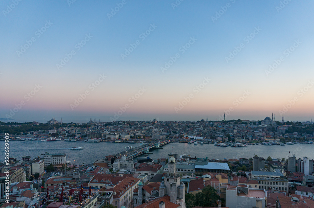 Fototapeta premium View from above on Istanbul historic centre with red rooftops