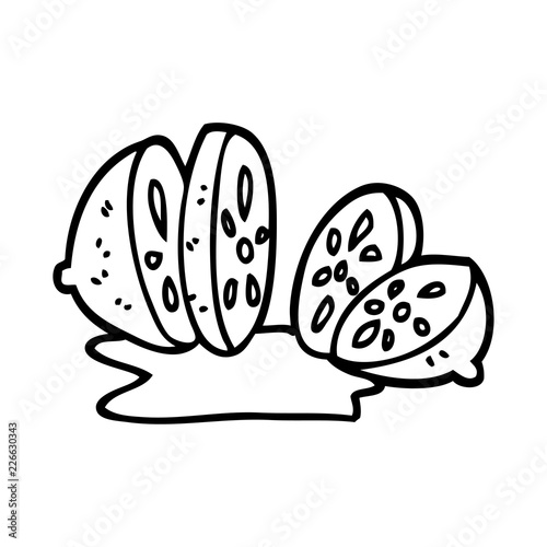 line drawing cartoon sliced lemon