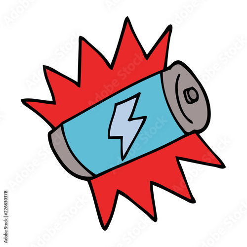 cartoon doodle fully charged battery