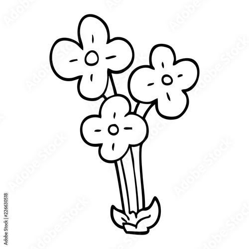 line drawing cartoon bunch of flowers