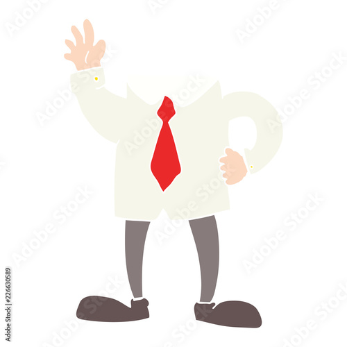 flat color illustration of a cartoon headless businessman