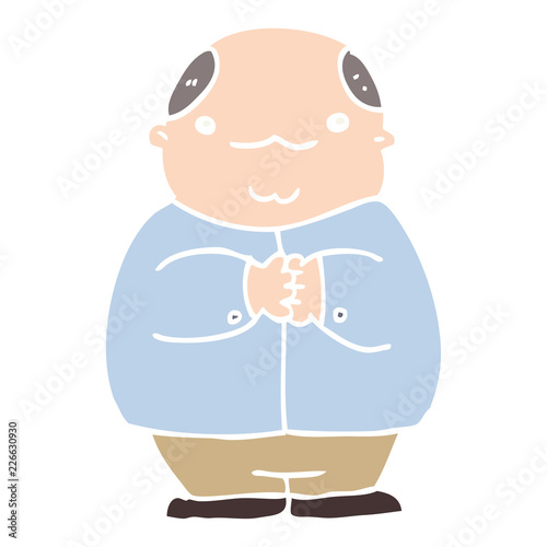 flat color style cartoon balding man