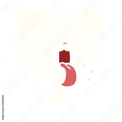 flat color style cartoon panting dog running