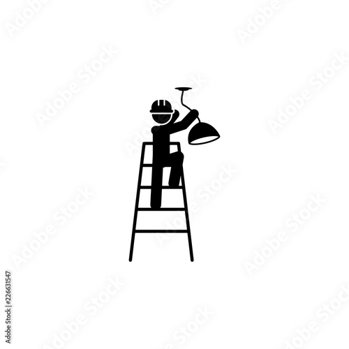 install, lamp worker icon. Element of construction worker for mobile concept and web apps. Detailed install, lamp icon can be used for web and mobile