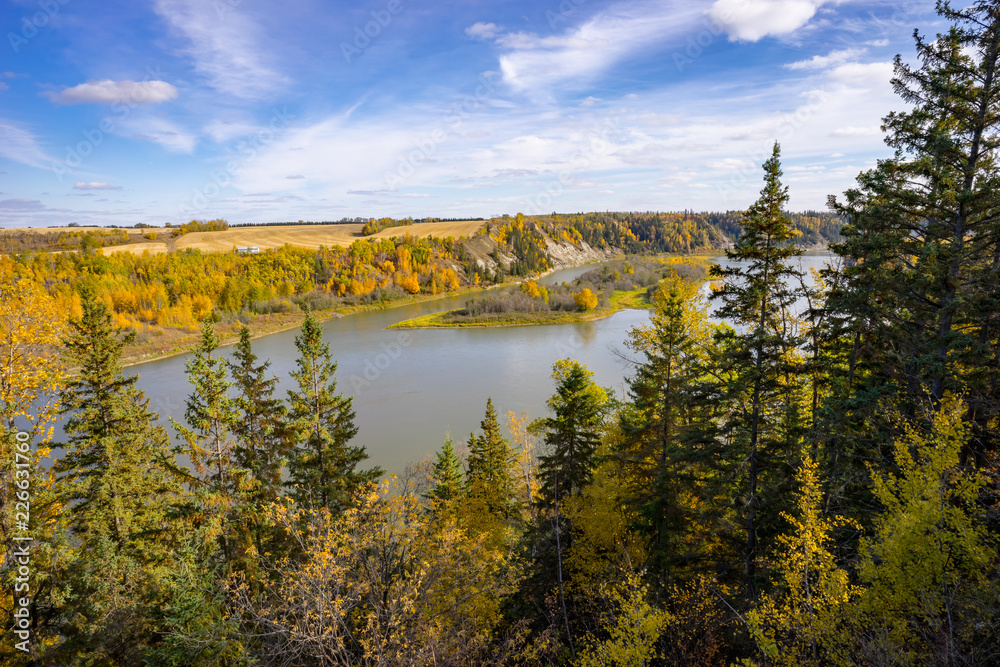 North Saskatchewan river with island North Saskatchewan river with island