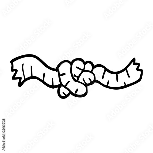 line drawing cartoon tied rope