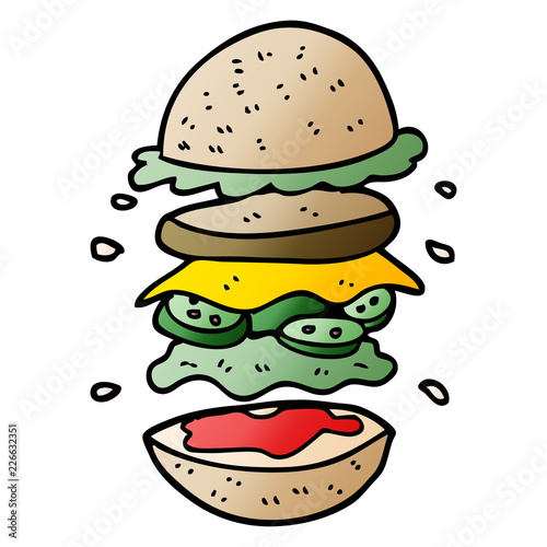 cartoon doodle huge burger
