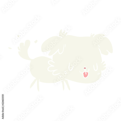 cute flat color style cartoon dog wagging tail