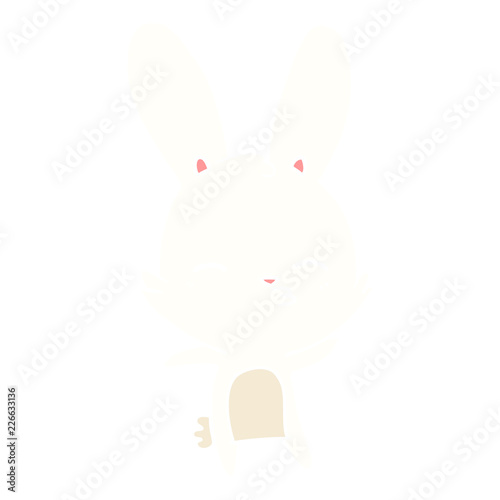 curious bunny flat color style cartoon