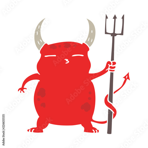 flat color style cartoon little devil