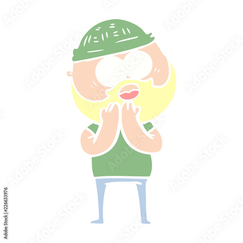 flat color style cartoon surprised bearded man