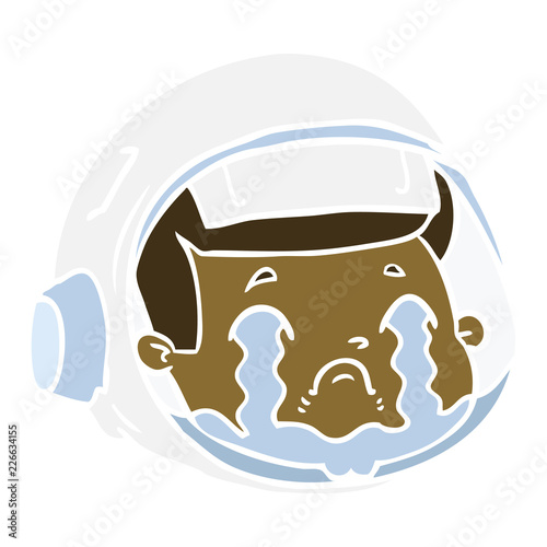 flat color style cartoon astronaut face crying