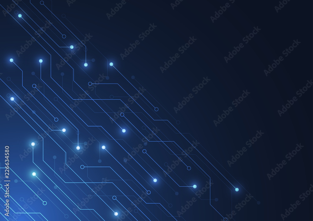 Obraz premium Abstract background with technology circuit board texture. Electronic motherboard illustration. Communication and engineering concept. Vector illustration