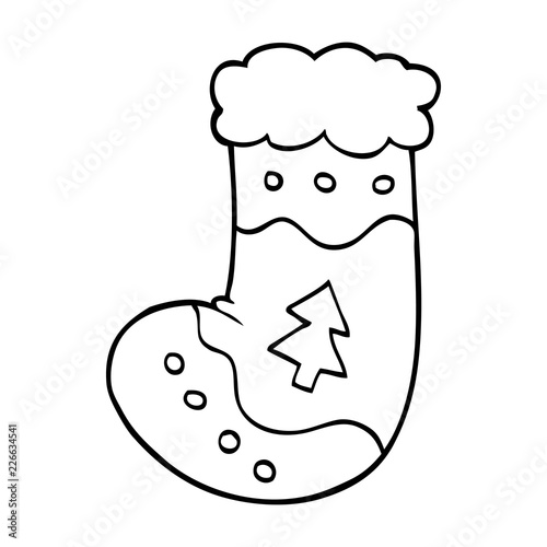 line drawing cartoon christmas stocking