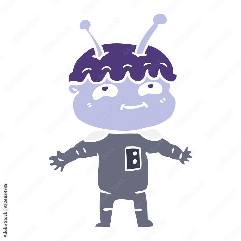 friendly flat color style cartoon spaceman with open arms friendly flat color style cartoon spaceman with open arms