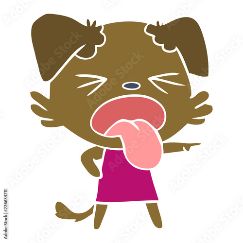 flat color style cartoon disgusted dog