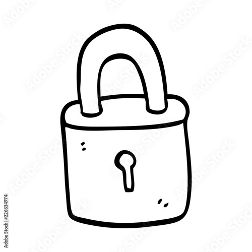 line drawing cartoon padlock