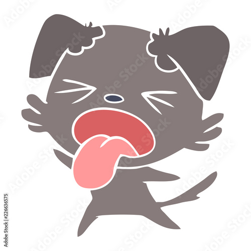 flat color style cartoon disgusted dog