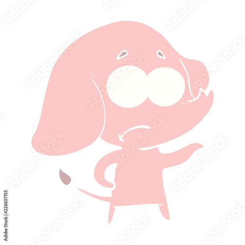 flat color style cartoon unsure elephant