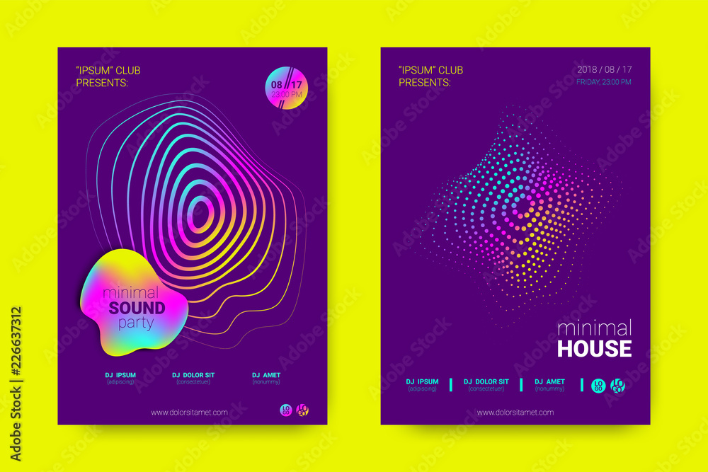 Fototapeta premium Music Posters with Wave Lines and Distortion.