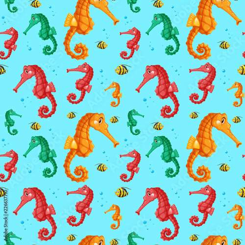 Colourful seahorse seamless pattern