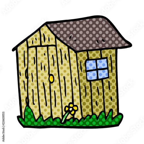 cartoon doodle wooden shed