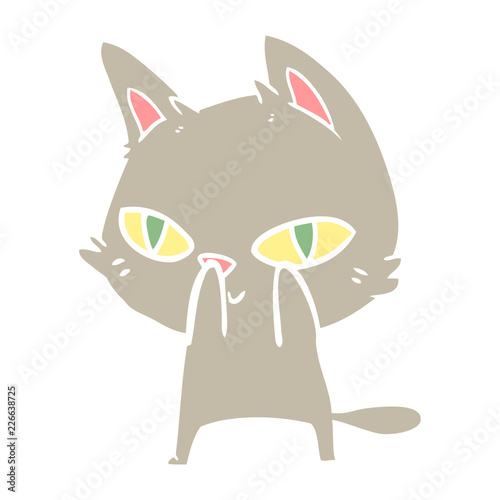 flat color style cartoon cat staring