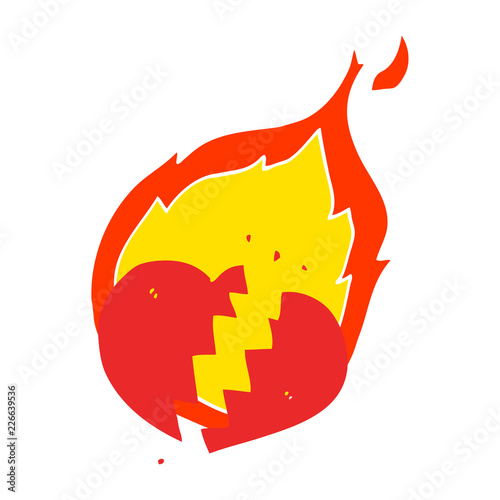 flat color style cartoon flaming heart