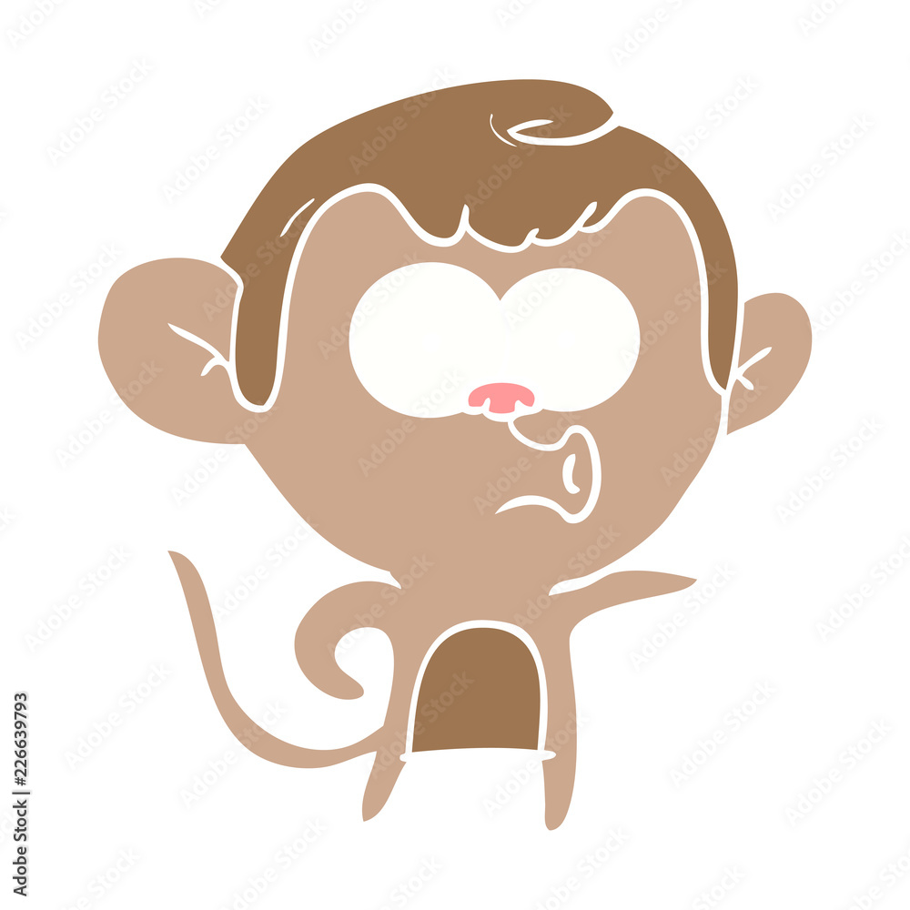 Fototapeta premium flat color style cartoon pointing monkey