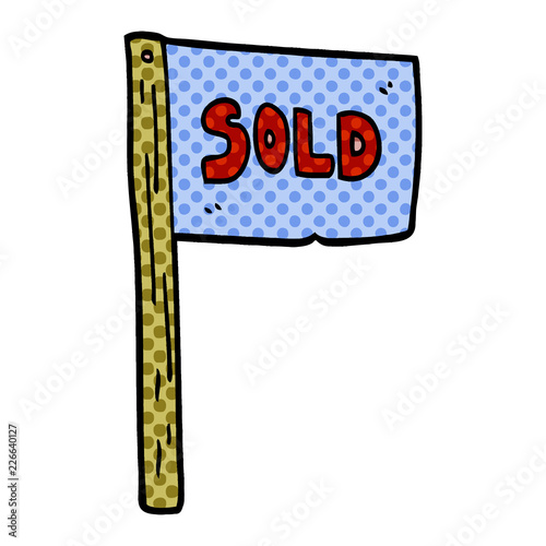 cartoon doodle sold sign