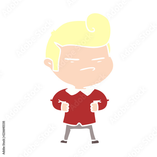 flat color style cartoon cool guy with fashion hair cut