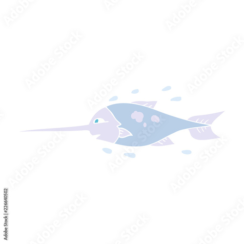 flat color illustration of a cartoon swordfish