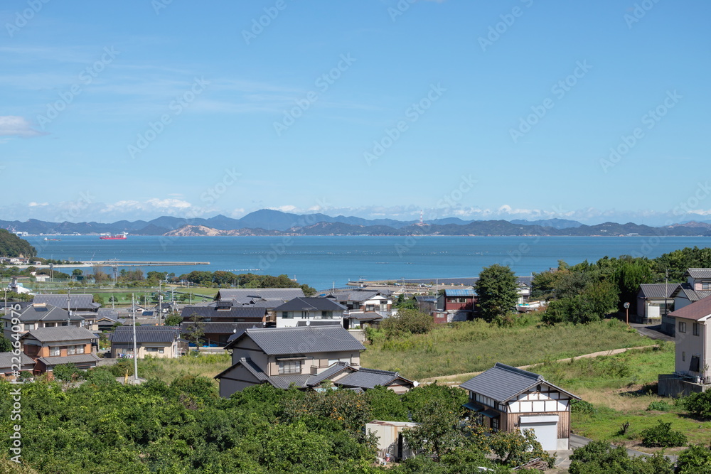 Calm landscape of the seto inland sea(Takamatsu city suburb),Kagawa,Shikoku,Japan