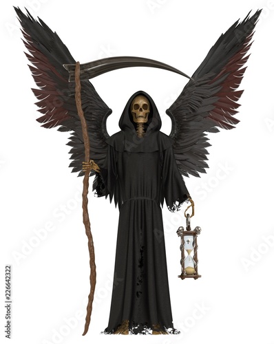 Angel of death isolated on white background 3d illustration