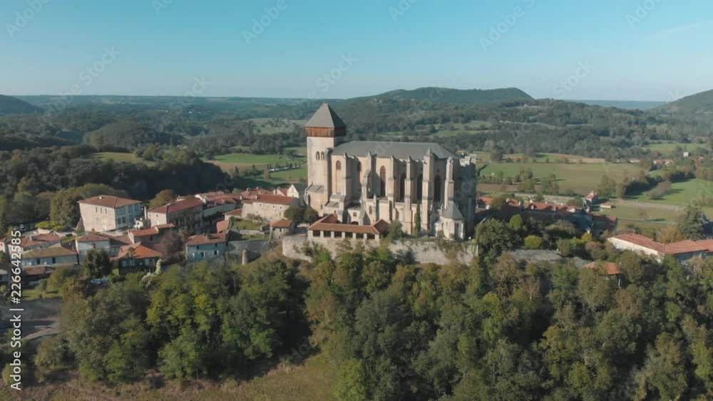 Aerial View of the Cathedral Notre-Dame of Saint-Bertand de Comminges, by Drone, France 12 Aerial View of the Cathedral Notre-Dame of Saint-Bertand de Comminges, by Drone, France 12
