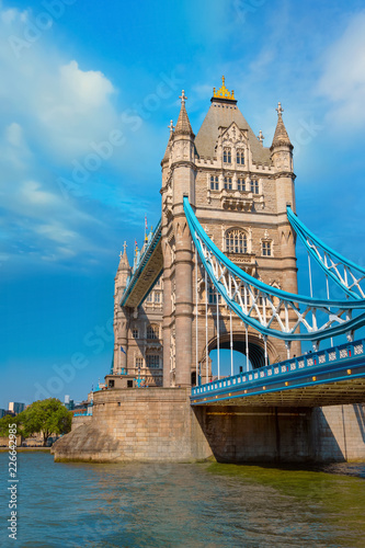 Tower bridge crosses the River Thames in London  UK