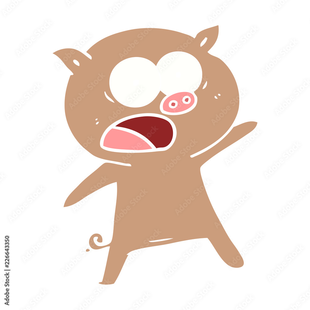 Obraz premium flat color style cartoon pig shouting