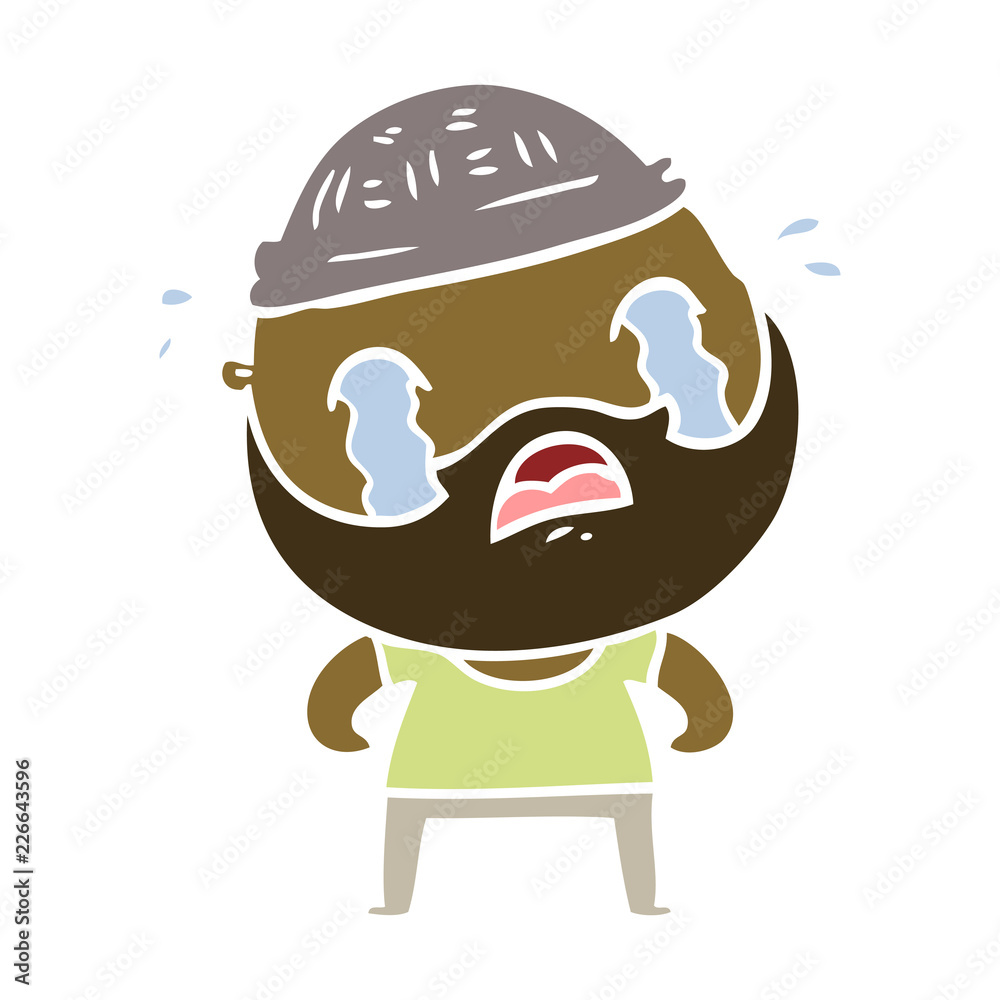 flat color style cartoon bearded man crying flat color style cartoon bearded man crying