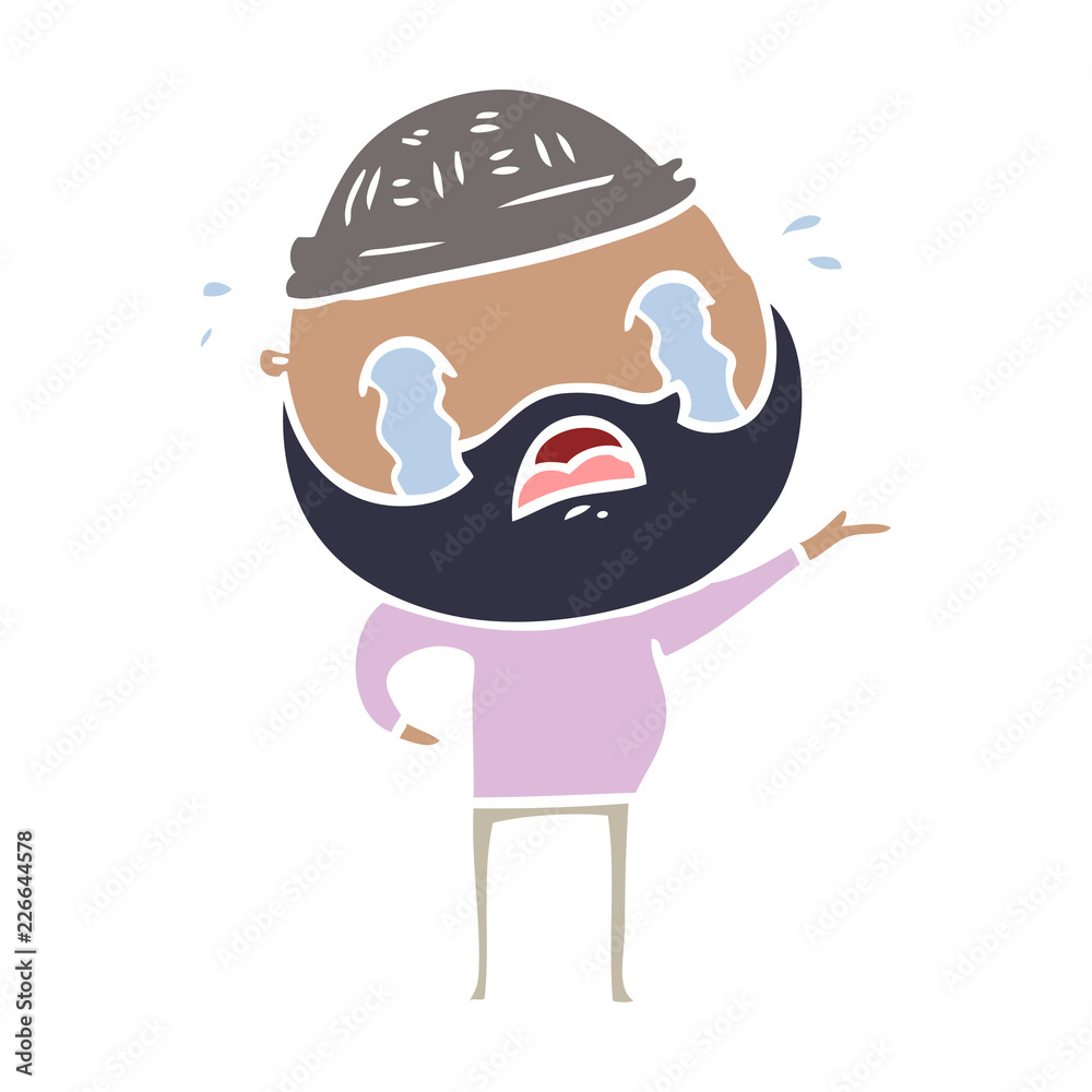 flat color style cartoon bearded man crying flat color style cartoon bearded man crying