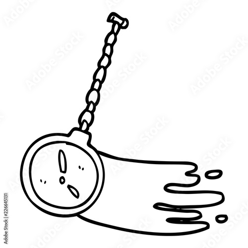 line drawing cartoon swinging gold watch