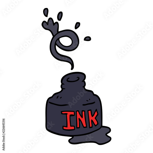cartoon doodle spilled ink bottle