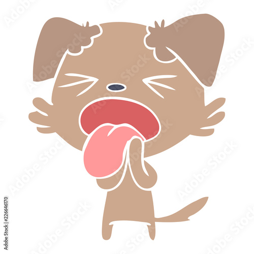 flat color style cartoon disgusted dog