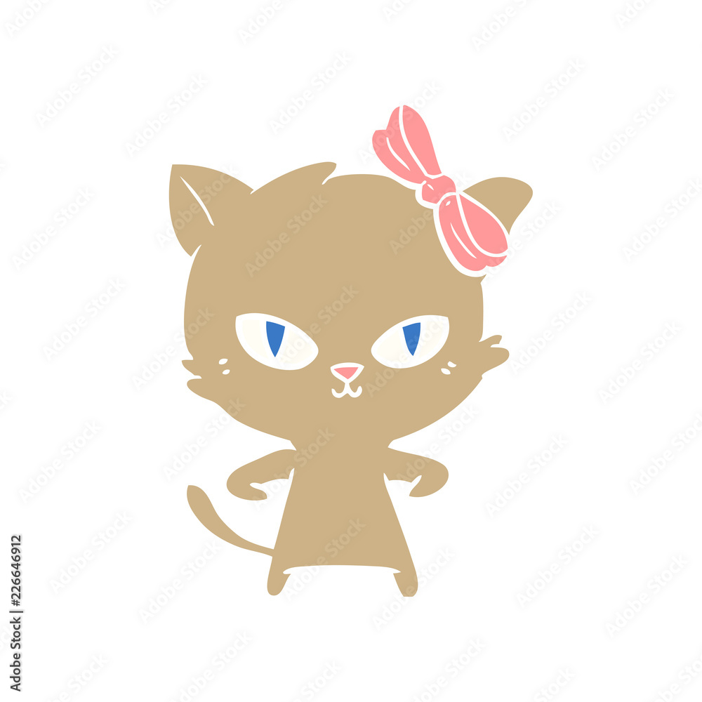 cute flat color style cartoon cat