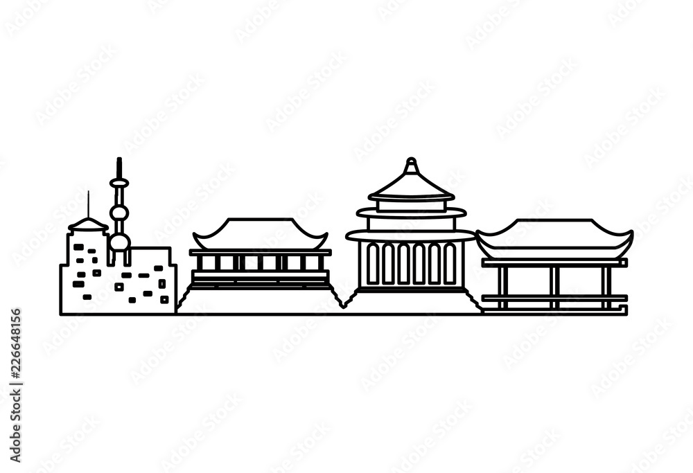 traditional architecture of china isolated icon