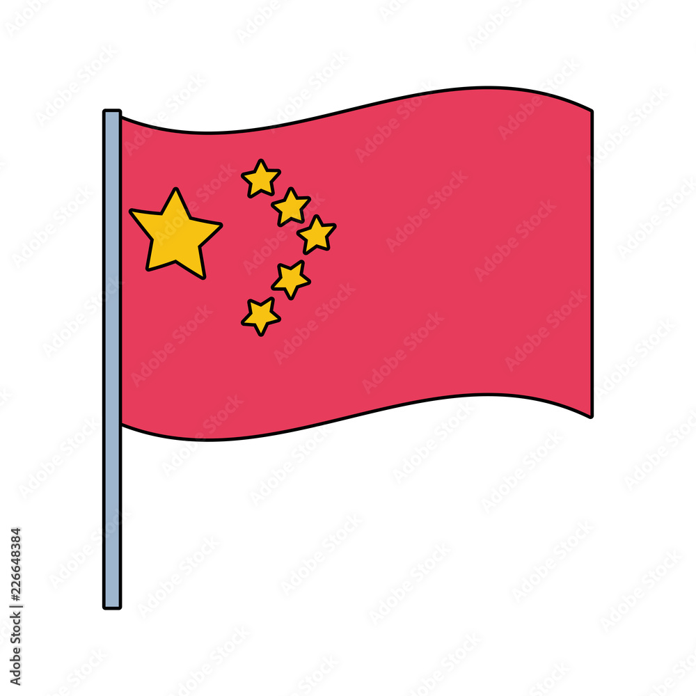 flag of china in stick isolated icon flag of china in stick isolated icon