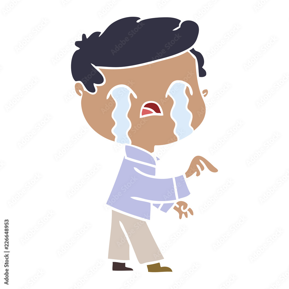 flat color style cartoon man crying