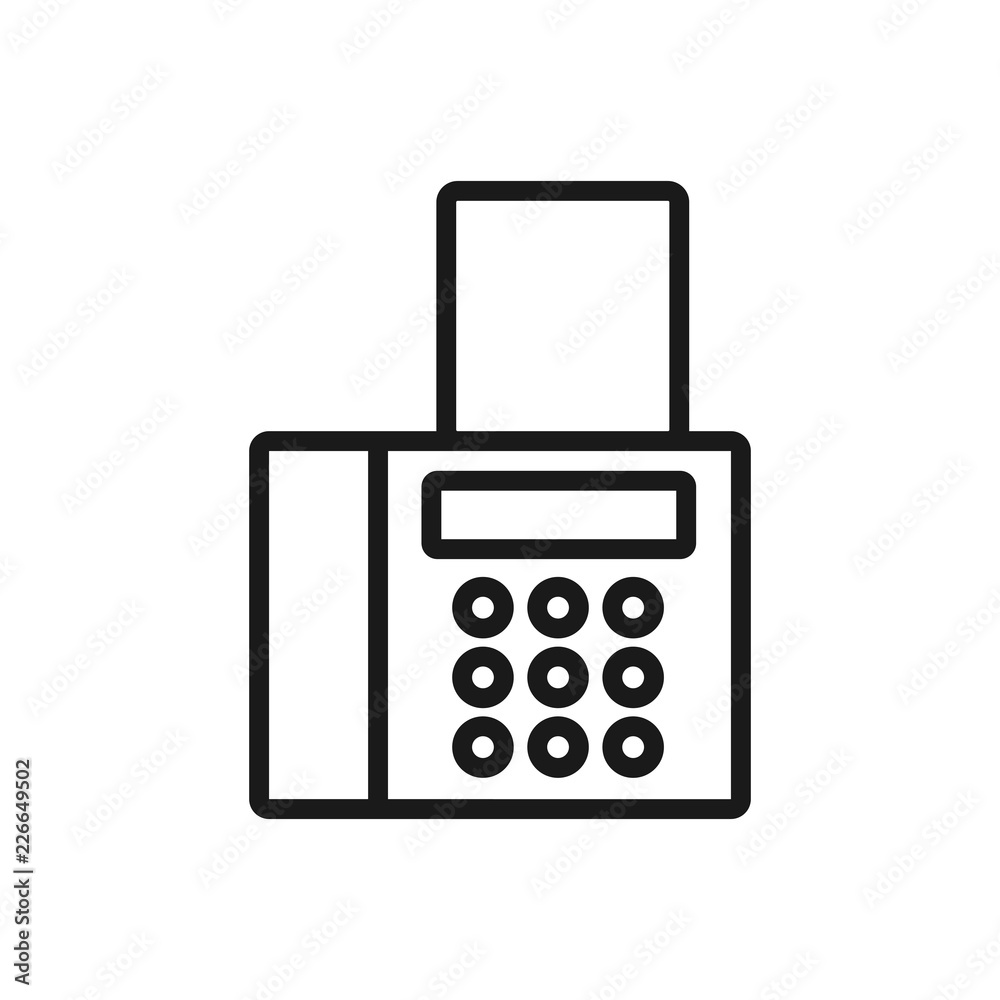 Telephone fax, office phone thin line flat icon. Linear vector illustration. Pictogram isolated on white background. Telephone fax, office phone thin line flat icon. Linear vector illustration. Pictogram isolated on white background.