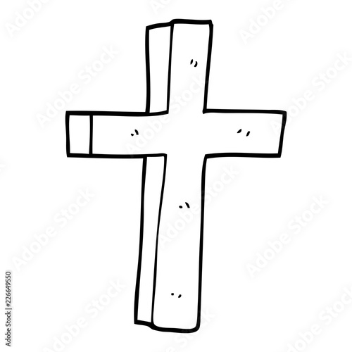 line drawing cartoon wooden cross
